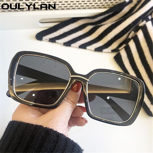 

sunglasses oulylan gradient square women fashion brand designer oversized sun glasses for men vintage black brown eyewear uv400, White;black