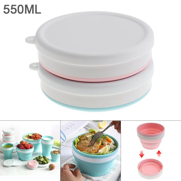 

550ml 2 colors portable circular silicone scalable folding lunchbox bento box for 40 centigrade 230 centigrade qylxoa mywjqq