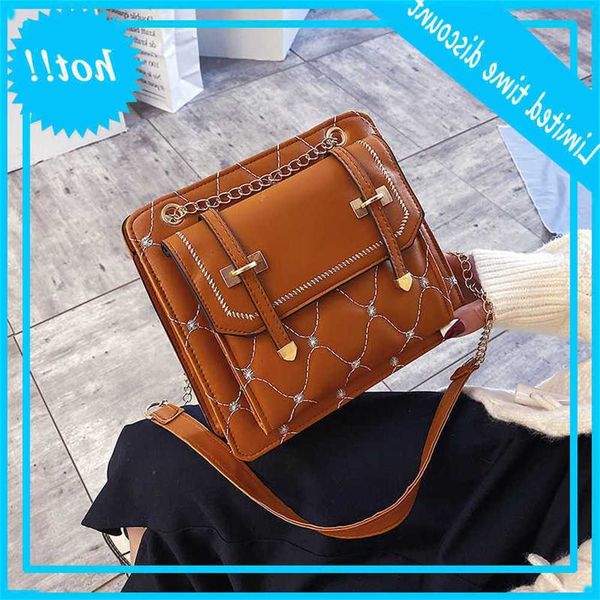 

foreign style women's 2020 new fashion korean versatile crossbody lingge embroidery fashionable small square bag