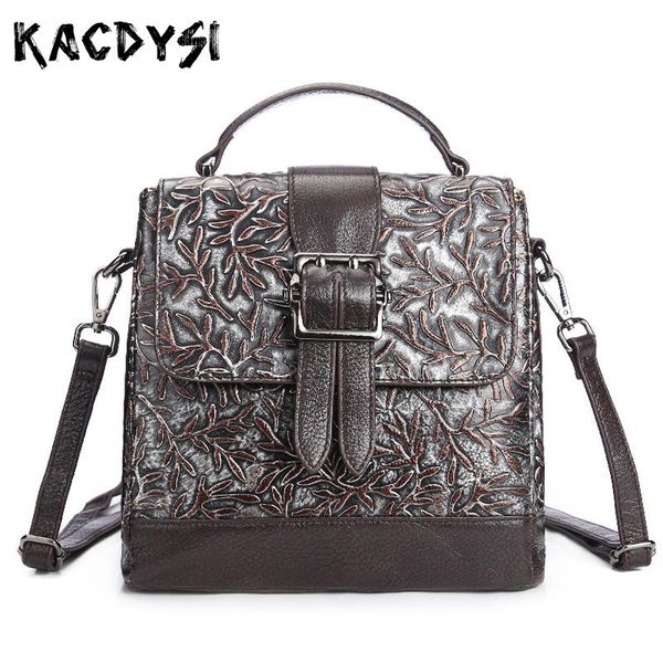

kacdysi original genuine leather women tote purse cowhide shoulder bag wiping color embossed vintage messenger bag ethnic style