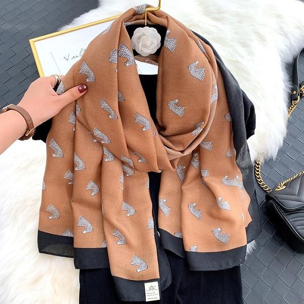 

scarves european and american cotton linen feel horse head women's wild warm fashion winter long shawl scarf beach towel gift, Blue;gray