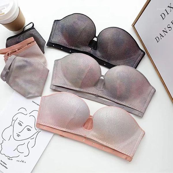 

2020 new sparkling fashion detachable shoulder seamless girls bra and panty set deep-v neck women lingerie push up intimate1, Red;black