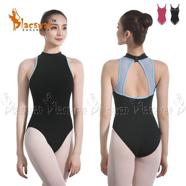 

girls turtle neck two tone cotton lycra sleeveless ballet leotard adults practicing dance leotards jazz dancewear bodysuit bl6081, Black;red