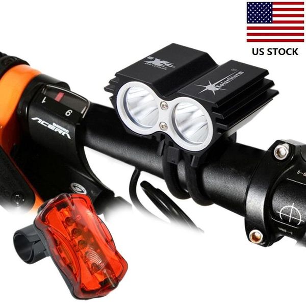 

bike lights solarstorm 1600lm 2xt6 led powerful light cycling bicycle lantern accessories+battery package+rear us stock