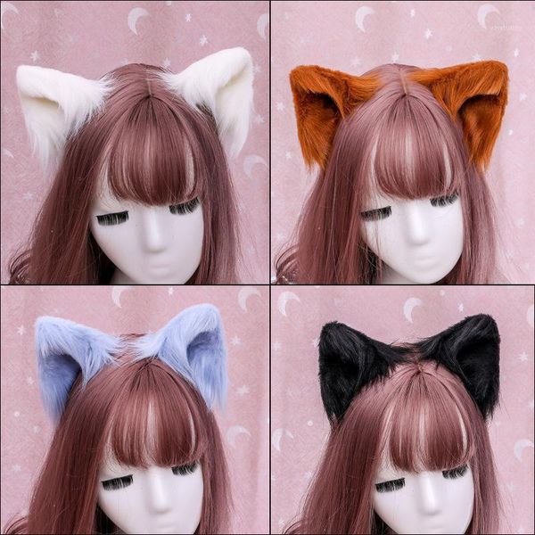

party masks 2pcs/set lady cat ears hair clip girls fashion lovely furry animal hairpins cosplay hoop costume accessory1