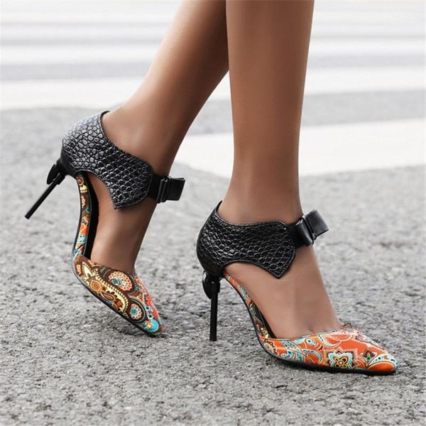

pxelena vogue 2021 summer bowknot crystal stiletto high heel party office lady sandals ankle wrap women dress shoes silver 34-431, Black