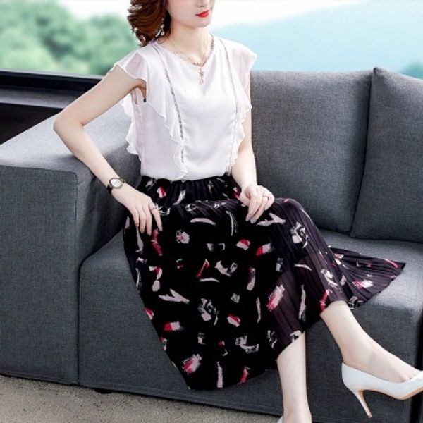 

goddess suit skirt dress women's summer dress 2020 new half skirt korean fashion temperament two pieces of age reduction vs4fs, Gray