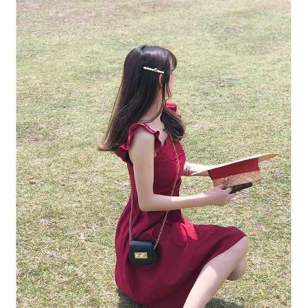 

mishow women summer dress 2020 vintage sleeveless strap new korean sweety red dresses for girls slim female vestidos mx19b11971, Black;gray