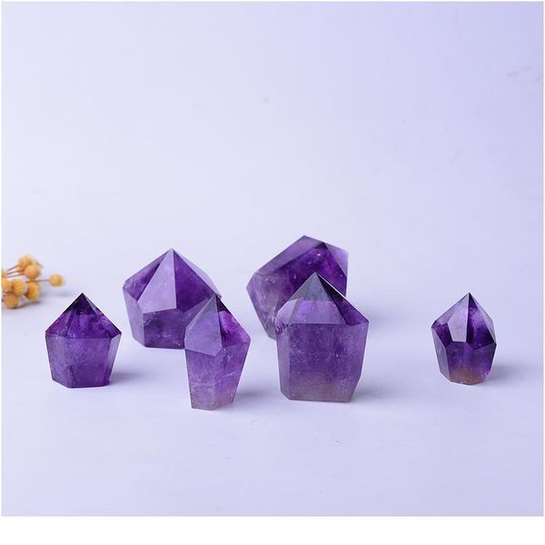 

1pc large natural amethyst hexagonal column crystal point mineral ornament home furnishing diy gift decoration jllmyp, Black
