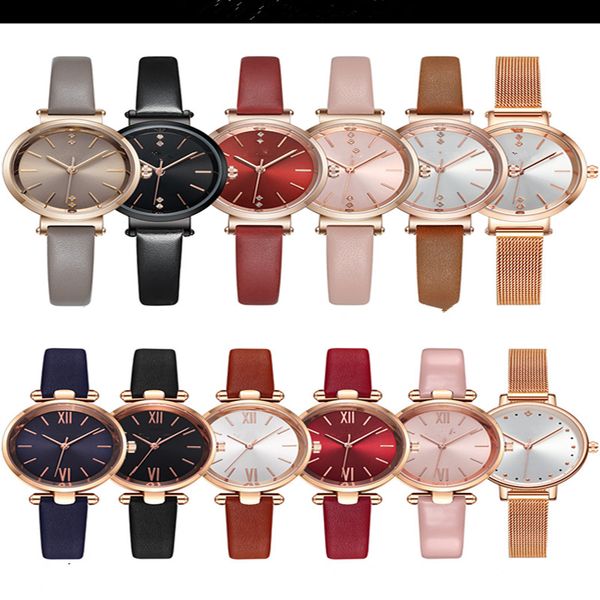 

женская часы моды корейской наручных часов тенденции кварца водонепроницаемых студентов простой кожаный wristwatchs рождественского подарок, Slivery;brown