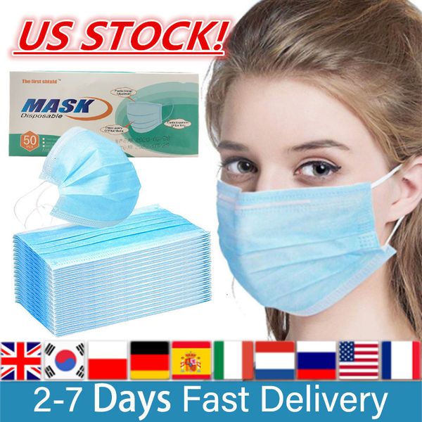 

cover face 3 layers dustproof facial protective anti-dust disposable salon earloop mouth mask party masks us stock