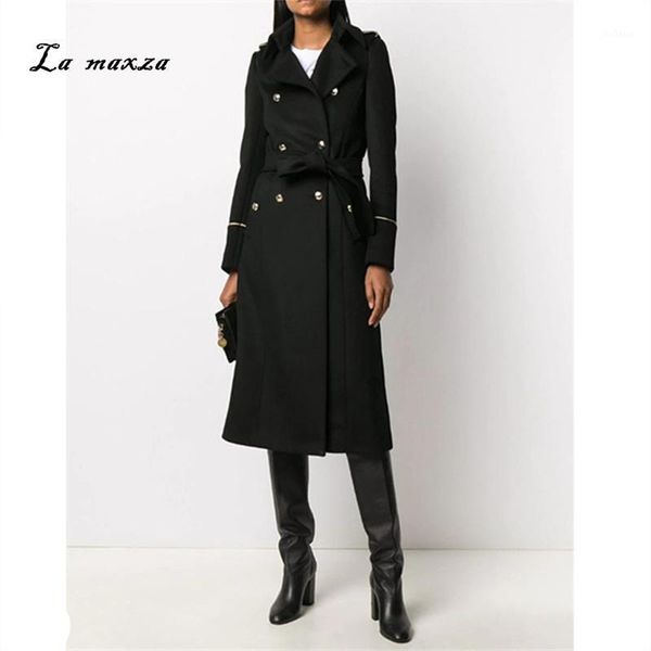 

women coats 2020 winter long elegant vintage fashion ladies coats plus size1, Black