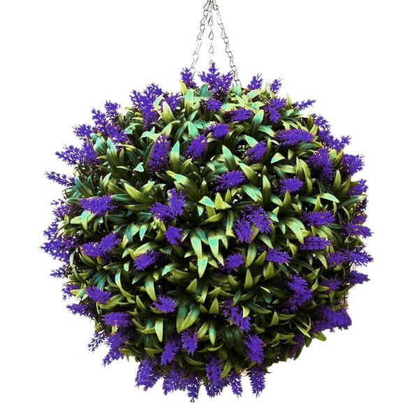 

artificial purple lavender hanging ary ball flower plant decor basket pot 30cm 1029
