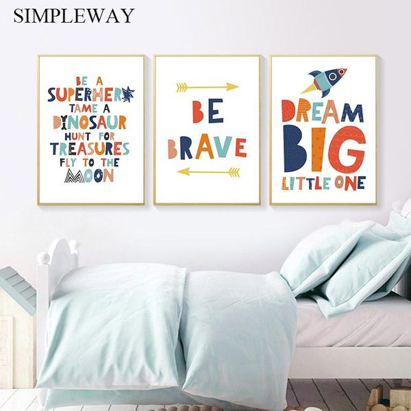 

paintings nursery wall art child poster canvas print be brave simple quotes painting decorative picture baby kids bedroom decor