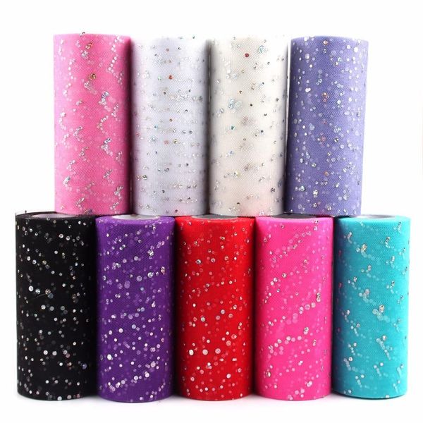 

fengrise glitter sequin tulle roll 10 25 yard 15cm spool tutu wedding decoration organza laser diy craft birthday party supplies qylody