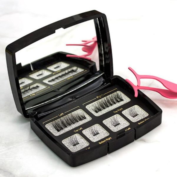 

6pcs magnetic eyelashes invisible magnetic lashes mink eyelashes with tweezers 3d mink lashes thick full strip false