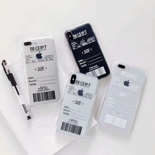 

trend ins - transparent silicone case for mobile phone, simple case with letters for vip xs max xr x 8 7 6 s plus, text not and bar code