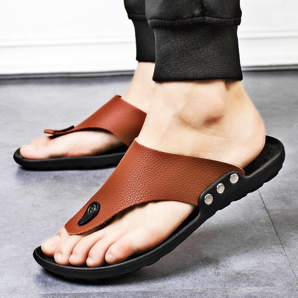 

2020 summer new sandals men's flip-flop sandals fashion casual indoor and outdoor dual-use flip-flops men shoes slippers1, Black