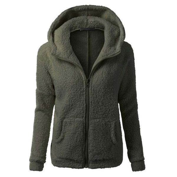 

fashion women hooded jacket plush hoodie zipper sweatshirt fleece winter autumn coat h8, Black
