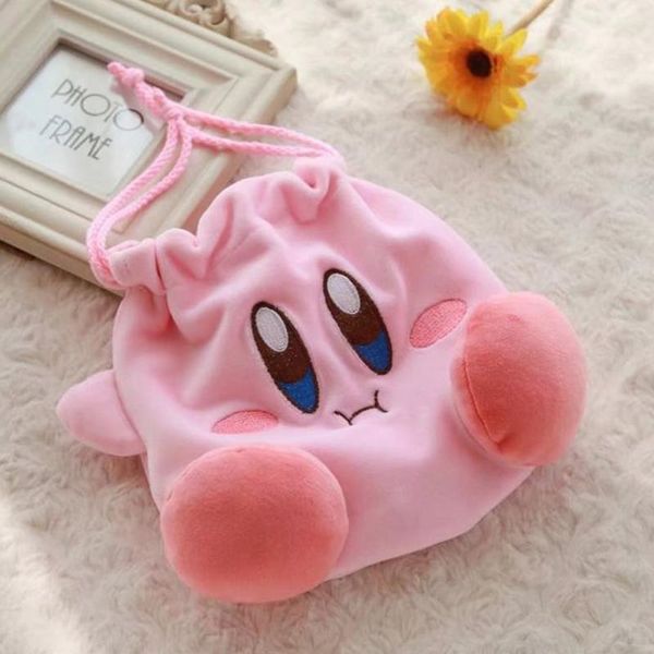 10 pcs kirby star bolsa de pelúcia brinquedo kirby cordão de pelúcia bolso saco de cordão de pelúcia moeda saco moeda brinquedos meninas presente