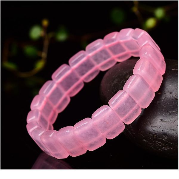 

1pc natural stones rose quartz bracelet crystal pink healing quartz stretch bracelets bangles for women girls 14mm jewe jllzit, Black