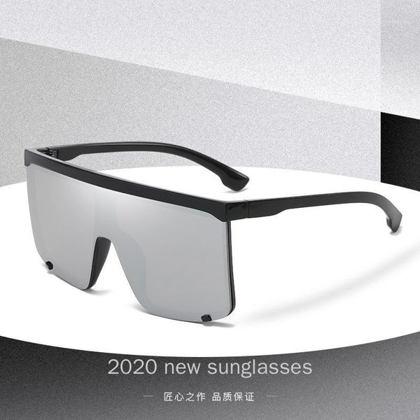 

fashion oversized shield visor sunglasses women 2020 flat mask mirrored sun glasses for men big frame windproof shades nx1, White;black