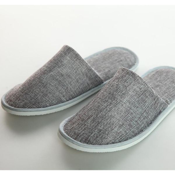 

comfortable breathable soft disposable slippers home guest shoes yellow grey l spa anti-slip cotton linen disposa jllhai home003