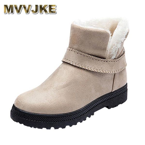 

mvvjke winter ankle boots women warm solid fashion platform snow ankle boots shoes woman flat, Black