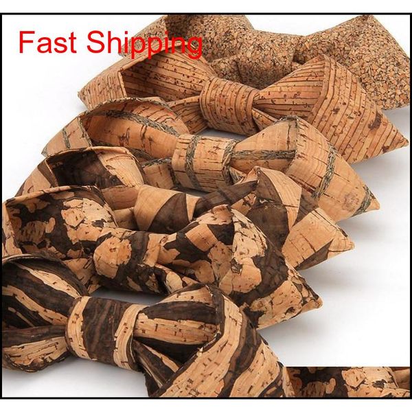 

2019 sharp corner cork wood bowties men's novelty striped geometric pattern wooden bow ties for men wedding accessories shjez, Black;gray