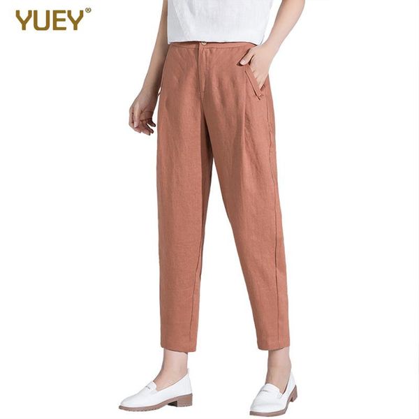 

brand new women summer high waist loose flax natural breathable ankle length baggy pants elastic band casual trousers plus size, Black;white