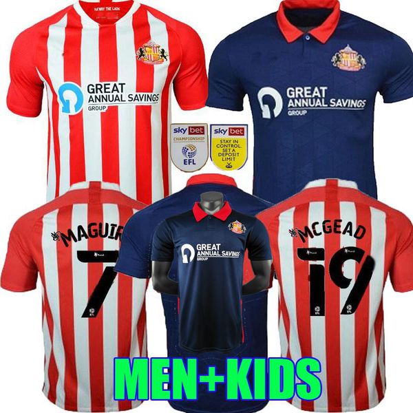 

20 21 maillots de foot sunderland soccer jersey watmore mcnulty maguire power 2020 2021 home away football men and kids shirt, Black;yellow