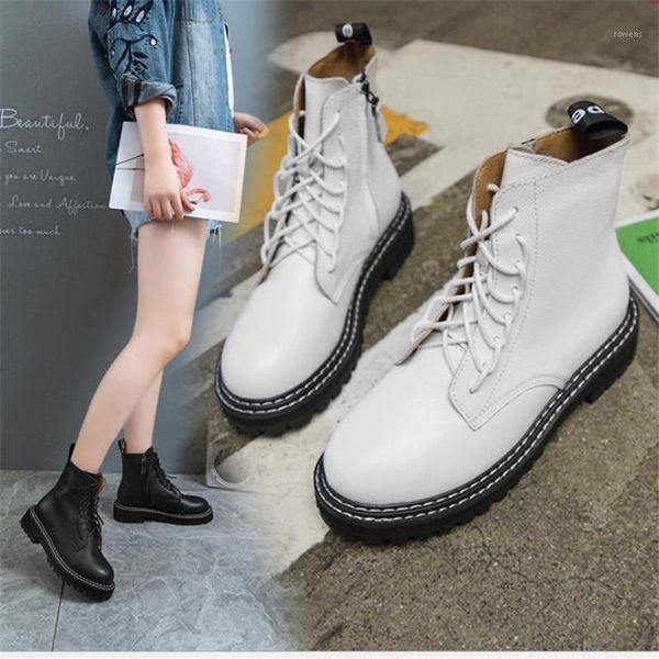 

women boots natural suede leather ankle boots flat platform fashion zipper thick bottom black ladies shoes1