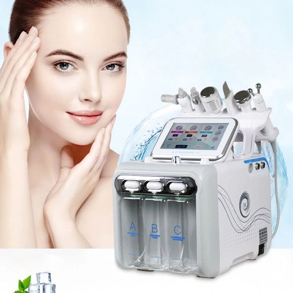 

6 in 1 hydra facial machine rf skin rejuvenaiton microdermabrasion hydro dermabrasion bio lifting wrinkle removal hydrafacial spa, Black;white