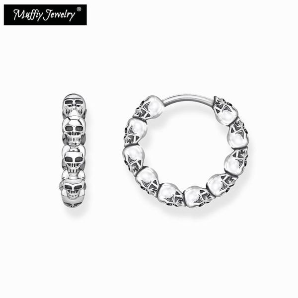 

charm skulls hinged hoop creole earrings,style rock'n'roll fashion jewelry for women men,2021 gift in 925 sterling silver, Golden