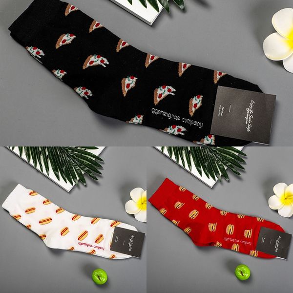 

spring and autumn and new korean trend men's socks fashion casual hamburger pattern men's sports students' socks my58o, Black