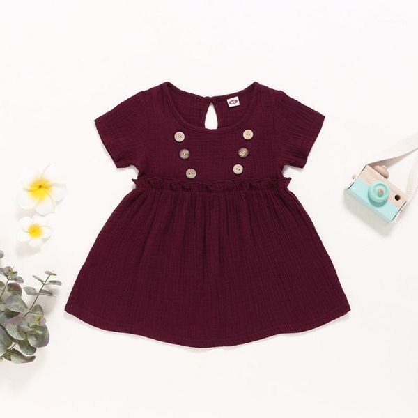 

telotuny dress toddler baby kids girls short sleeve soild coton ruffle princess dress autum outfits baby summer 2020may141, Red;yellow