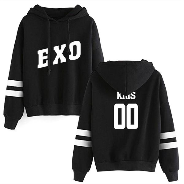 

2020 kpop exo hooded sweatshirts hoodie exo m k cbx sc women long sleeve pullover hoodies casual clothes, Black