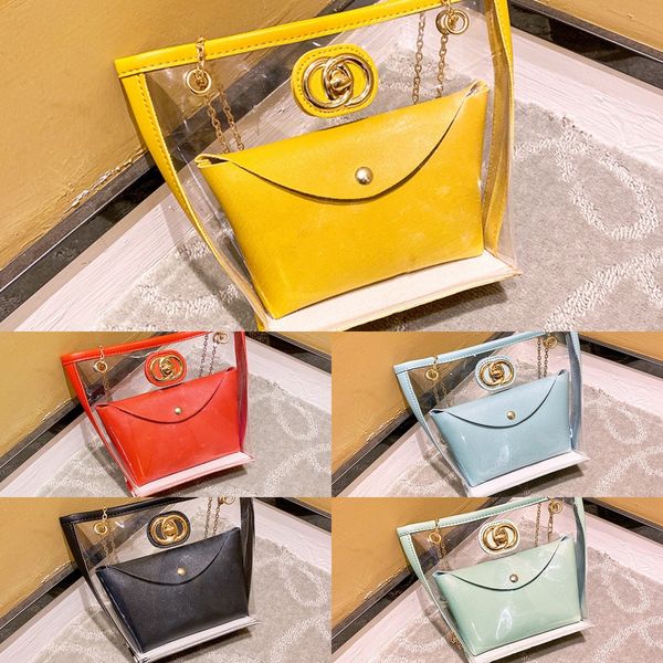 

women's 2020 new bucket jelly color matching transparent chain bucket mother bag fashionable leisure gift gift bag clup5