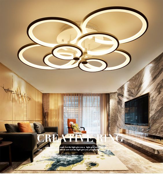 

2021 new dimming+remote control living study room bedroom modern white or black surface mounted led chandelier fixtures xn3b