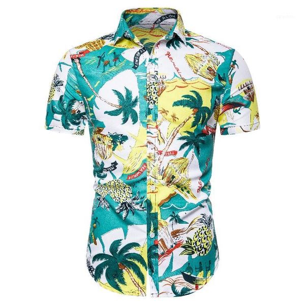 

7 colors hawaiian floral men's short sleeve shirt fashion short sleeve shirt1, White;black