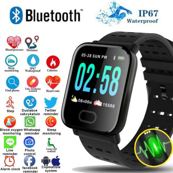 

smart wristband a6, watch with color screen, heart rate monitor, waterproof