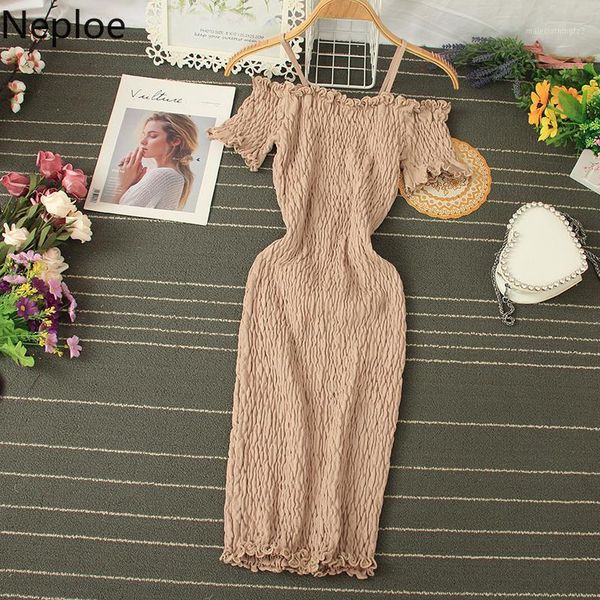 

casual dresses neploe pleated stretch slim women slash neck short sleeve sling strapless dress high waist vestidos 4b6231, Black;gray