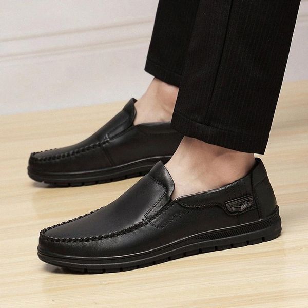 

Men Peas Shoes breathable fashion Mens Formal Shoe Elegant Simple Suit Gentleman Loafers Flats business genuine Leather shoes #tX6W