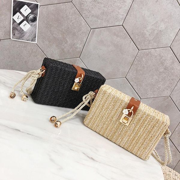 

лето женщина кисточка сумка hand made изящность соломенные сумки мини-woven закрылки сладких пастырское стиль rattan сумка