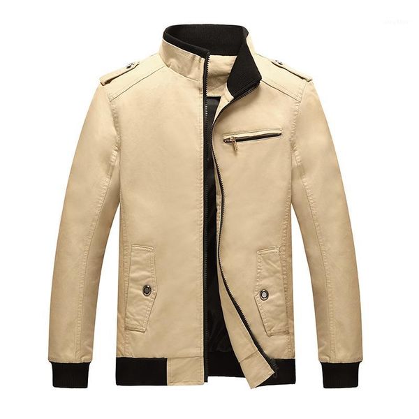 

fashion men autumn solid color jacket coat stand collar long sleeve zipper pocket button splicing plus size 4xl casual outerwear1, Black;brown