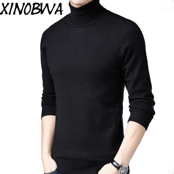 

new arrival 2018 men winter autumn high street fashion turtleneck solid knitted sweater male casual knitted thick warm pullover1, White;black