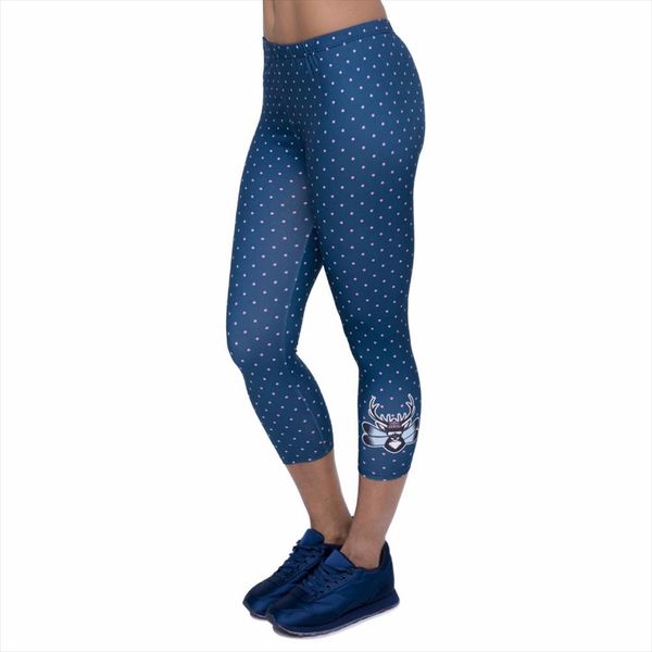 

summer fashion women capri leggings ide deer printing mid calf 3 4 trousers movement leggins woman capri pants, Black