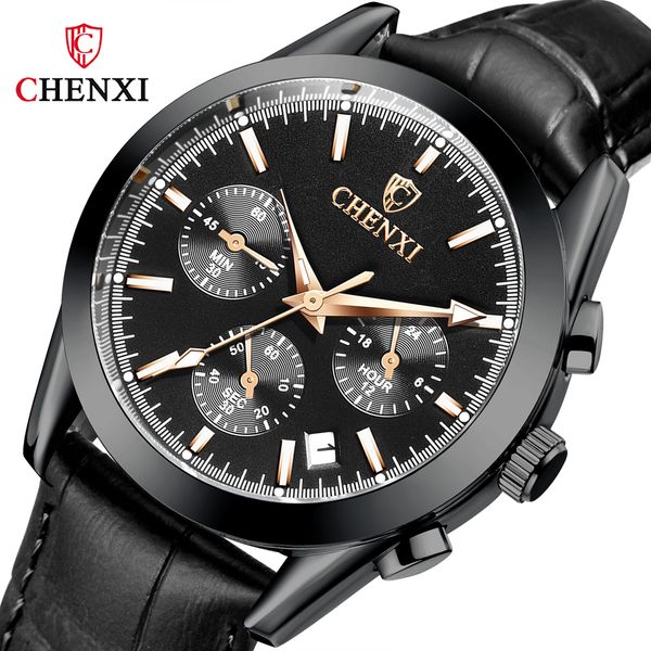 

chenxi calendar new multifunctional sports men's leather waterproof luminous quartz watch