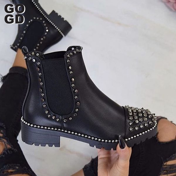

gogd]rivet velvet night club party shoes woman short autumn winter ladies shoes boots 201021, Black