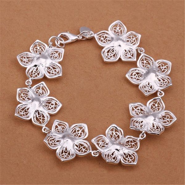 

wholesale серебро цвет женщины леди милые цветочные браслеты новые списки высокое качество мода ювелирные изделия рождественские подарки h31, Black